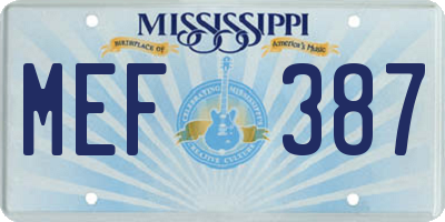 MS license plate MEF387