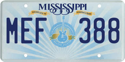 MS license plate MEF388