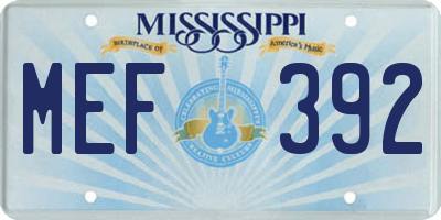 MS license plate MEF392