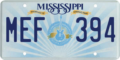 MS license plate MEF394