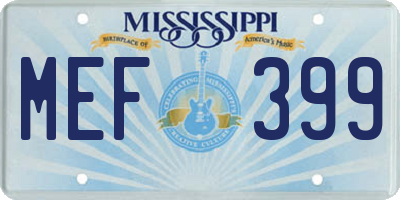 MS license plate MEF399