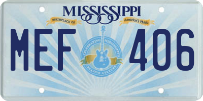 MS license plate MEF406