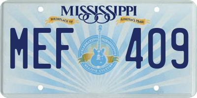 MS license plate MEF409