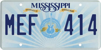MS license plate MEF414