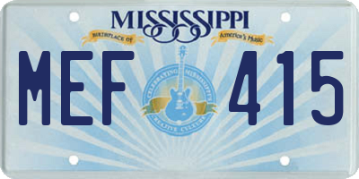 MS license plate MEF415