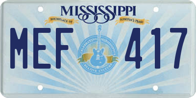 MS license plate MEF417