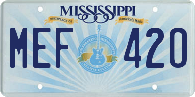 MS license plate MEF420