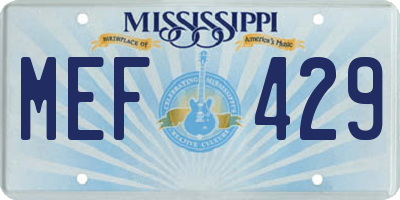 MS license plate MEF429