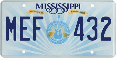 MS license plate MEF432