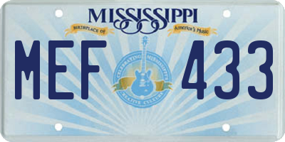 MS license plate MEF433