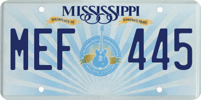 MS license plate MEF445