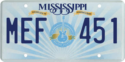 MS license plate MEF451