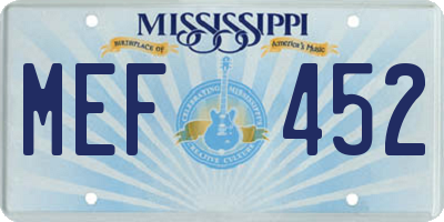 MS license plate MEF452