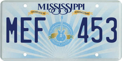 MS license plate MEF453