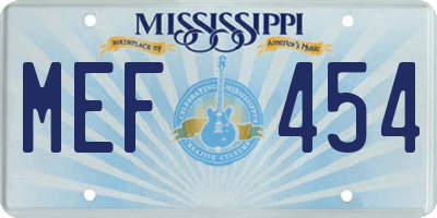 MS license plate MEF454