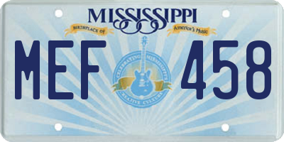 MS license plate MEF458