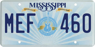 MS license plate MEF460