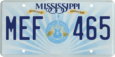 MS license plate MEF465