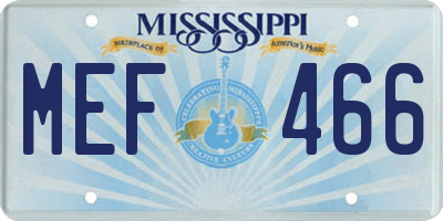MS license plate MEF466