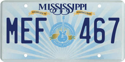 MS license plate MEF467
