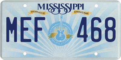 MS license plate MEF468