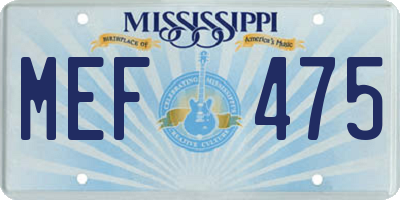 MS license plate MEF475