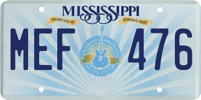 MS license plate MEF476