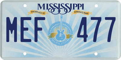 MS license plate MEF477