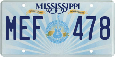 MS license plate MEF478
