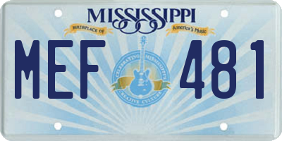 MS license plate MEF481