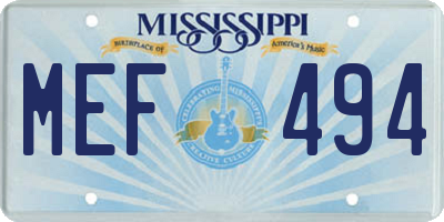 MS license plate MEF494