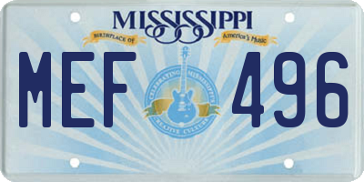 MS license plate MEF496