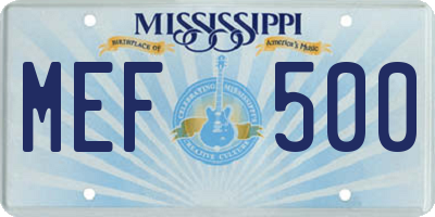 MS license plate MEF500