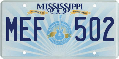 MS license plate MEF502