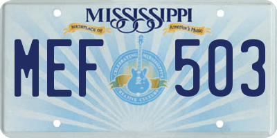 MS license plate MEF503