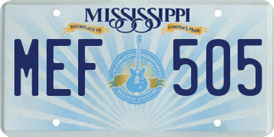 MS license plate MEF505