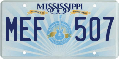MS license plate MEF507