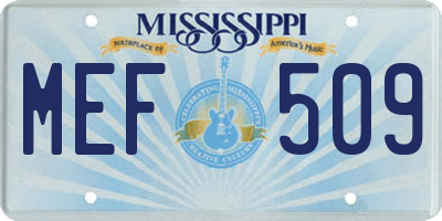 MS license plate MEF509