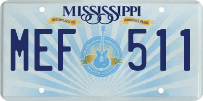 MS license plate MEF511