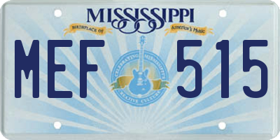 MS license plate MEF515