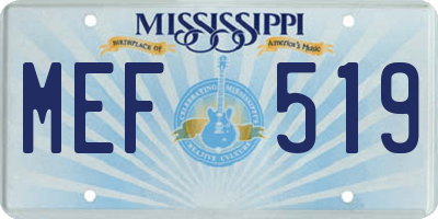 MS license plate MEF519