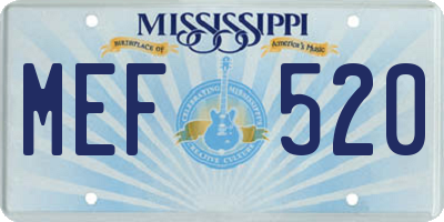 MS license plate MEF520