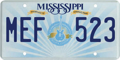 MS license plate MEF523