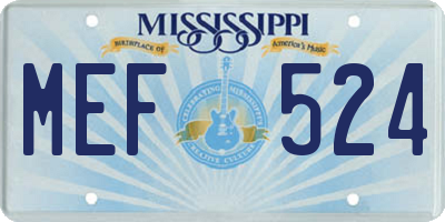 MS license plate MEF524