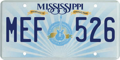MS license plate MEF526