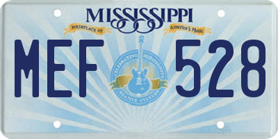 MS license plate MEF528