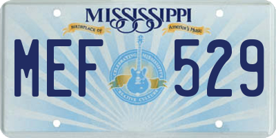 MS license plate MEF529