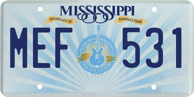 MS license plate MEF531