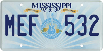 MS license plate MEF532