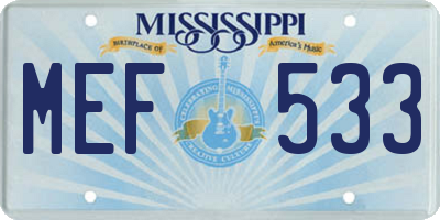 MS license plate MEF533